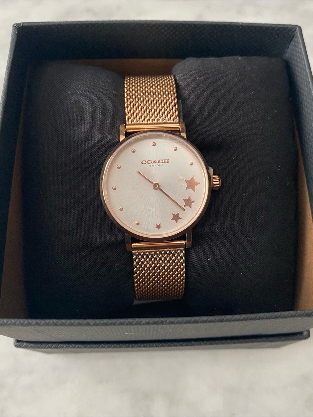 Coach Women's Perry Star Rose Gold-Tone Stainless Steel Mesh Bracelet Watch 28mm